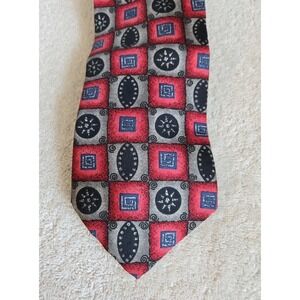 BOSTON HARBOR Silk Necktie‎ Men's Sz 4 x 56" Rose Black Gray Blue Foulard Tie